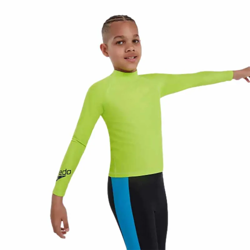 Speedo Junior Logo Rash Top Green/Navy-8